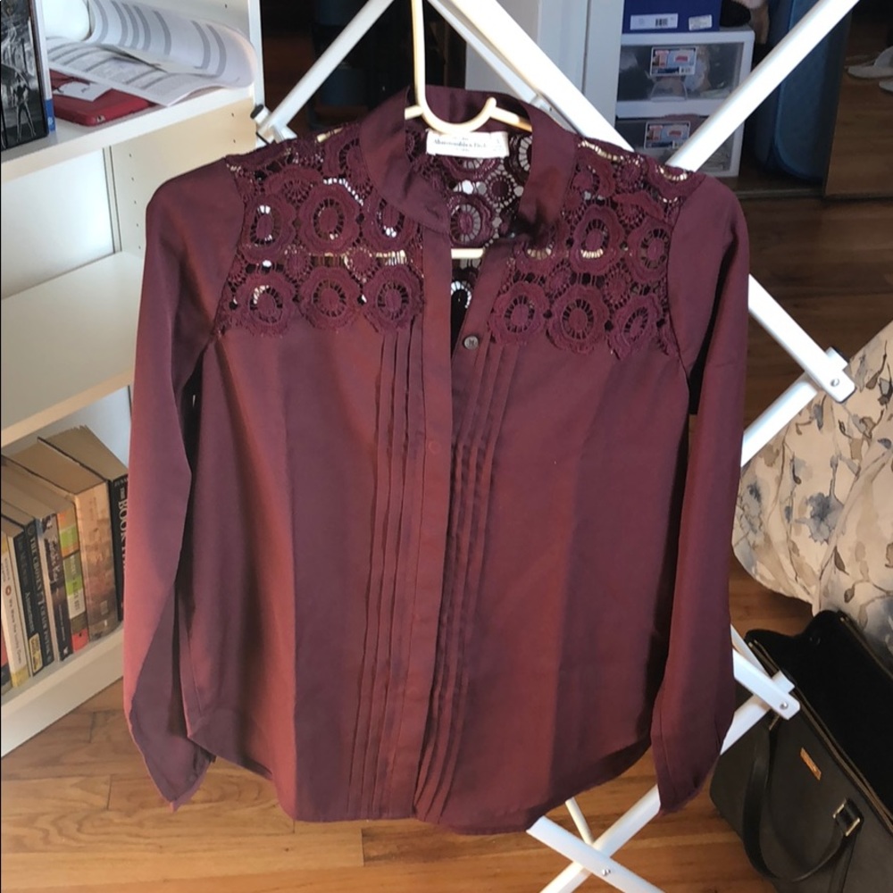 NWOT A&F Maroon Collared Shirt